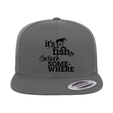 It's Fishing O'clock Embroidered Flat Bill Cap